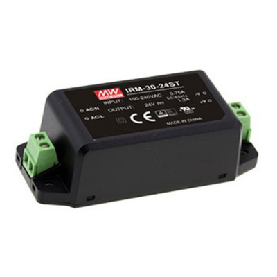 MEAN WELL Switching Power Supply, IRM-30-24ST, 24V dc, 1.3A, 31W, 1 Output, 85 → 264V ac Input Voltage