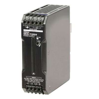 Omron Switching Power Supply, S8VK-T12024-400, 24V dc, 5A, 120W, 480V ac Input Voltage