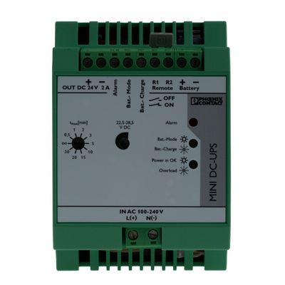 Phoenix Contact 85 → 264 V ac, 100 → 350V dc Input DIN Rail Uninterruptible Power Supply (48W), MINI-DC