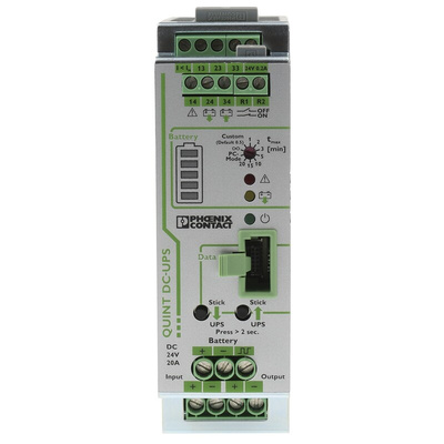 Phoenix Contact 24V dc Input DIN Rail Uninterruptible Power Supply (480W), QUINT-UPS