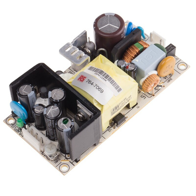 MEAN WELL Switching Power Supply, EPS-65-5, 5V dc, 11A, 55W, 1 Output, 127 → 370 V dc, 90 → 264 V ac
