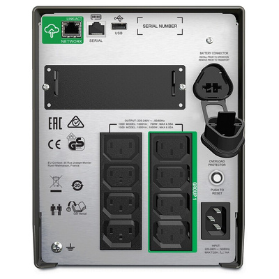 APC 160 → 286V Input Stand Alone Uninterruptible Power Supply, 1500VA (1kW), Smart-UPS SMT
