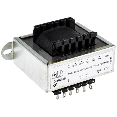 Chassis Mount Audio Transformer 4 → 16Ω 1 W, 2 W, 5 W, 15 W, 30 W