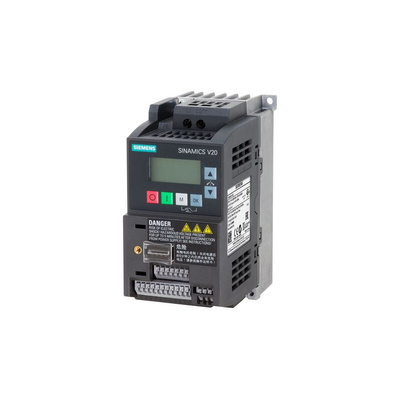 Siemens Inverter Drive, 0.55 kW, 1 Phase, 230 V ac, 3.2 A, SINAMICS V20 Series