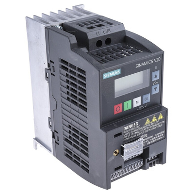 Siemens Inverter Drive, 0.75 kW, 1 Phase, 230 V ac, 4.2 A, SINAMICS V20 Series