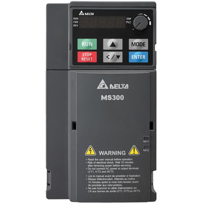 Delta Electronics Inverter Drive, 2.2 kW, 1 Phase, 230 V, 11 A, VFD-MS Series