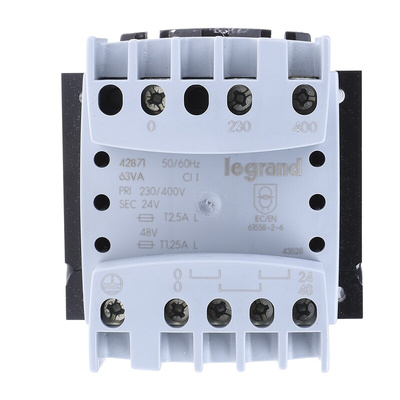 Legrand 63VA DIN Rail Transformer, 230 → 400V Primary, 24 → 48V Secondary