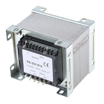 RS PRO 200VA 2 Output Chassis Mounting Transformer, 50V ac