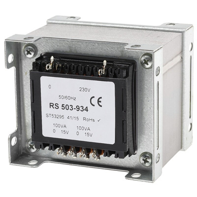 RS PRO 200VA 2 Output Chassis Mounting Transformer, 15V ac