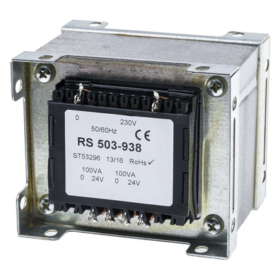 RS PRO 200VA 2 Output Chassis Mounting Transformer, 24V ac, IEC 61558-2-6
