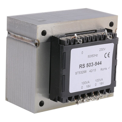 RS PRO 200VA 2 Output Chassis Mounting Transformer, 18V ac, IEC 61558-2-6