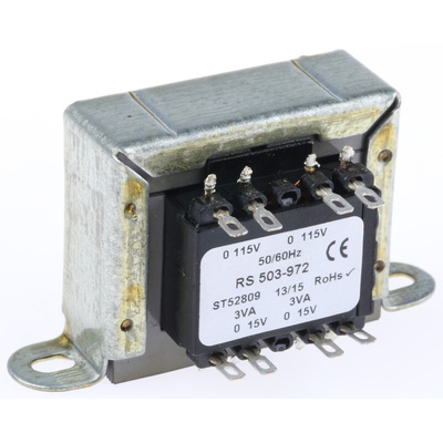 RS PRO 6VA 2 Output Chassis Mounting Transformer, 15V ac