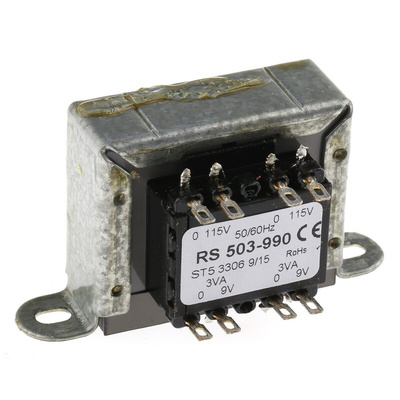RS PRO 6VA 2 Output Chassis Mounting Transformer, 9V ac