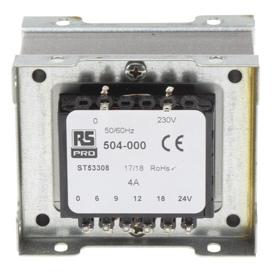 RS PRO 100VA 1 Output Chassis Mounting Transformer, 6V ac, IEC 61558-2-6