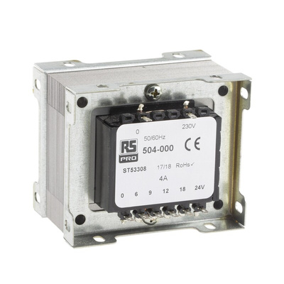 RS PRO 100VA 1 Output Chassis Mounting Transformer, 6V ac, IEC 61558-2-6