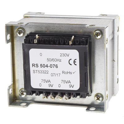 RS PRO 150VA 2 Output Chassis Mounting Transformer, 9V ac, IEC 61558-2-6