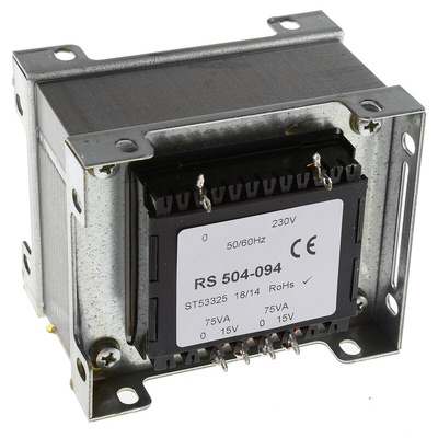 RS PRO 150VA 2 Output Chassis Mounting Transformer, 15V ac