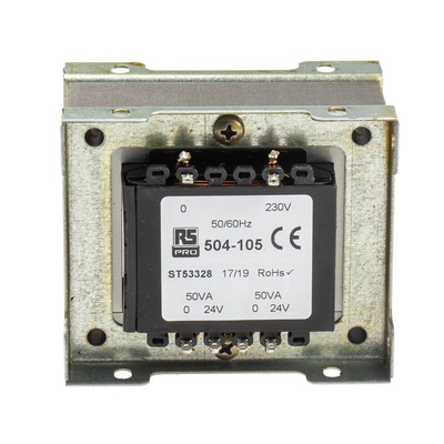 RS PRO 100VA 2 Output Chassis Mounting Transformer, 24V ac, IEC 61558-2-6