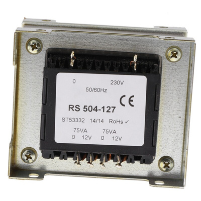 RS PRO 150VA 2 Output Chassis Mounting Transformer, 12V ac, IEC 61558-2-6