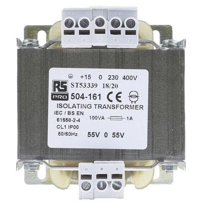 RS PRO 100VA 1 Output Chassis Mounting Transformer, 55V ac