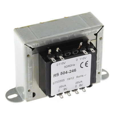 RS PRO 50VA 2 Output Chassis Mounting Transformer, 9V ac