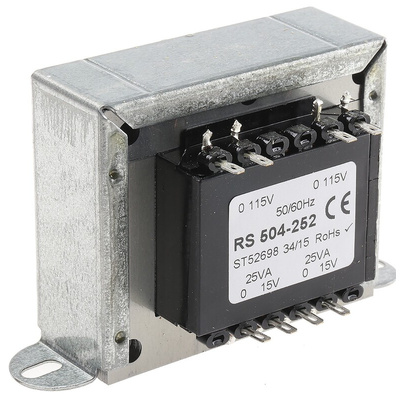 RS PRO 50VA 2 Output Chassis Mounting Transformer, 15V ac