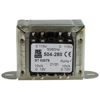 RS PRO 20VA 2 Output Chassis Mounting Transformer, 12V ac