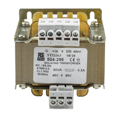 RS PRO 50VA 1 Output Chassis Mounting Transformer, 55V ac