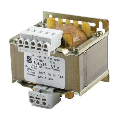 RS PRO 50VA 1 Output Chassis Mounting Transformer, 55V ac