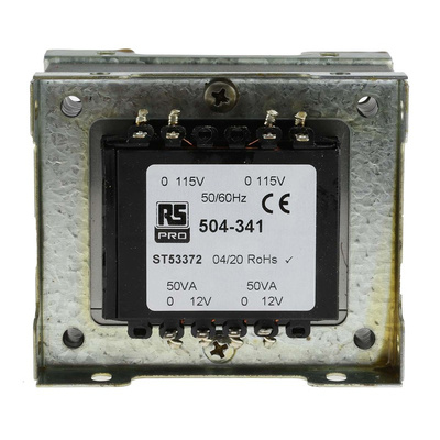 RS PRO 100VA 2 Output Chassis Mounting Transformer, 12V ac, IEC 61558-2-6