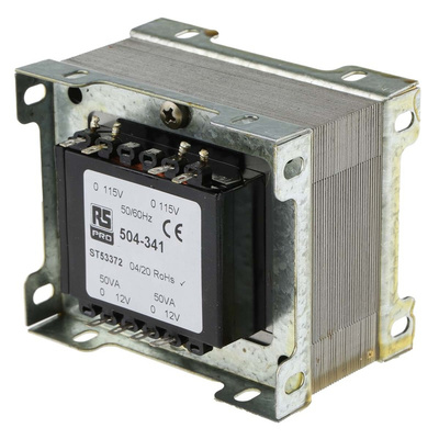 RS PRO 100VA 2 Output Chassis Mounting Transformer, 12V ac, IEC 61558-2-6