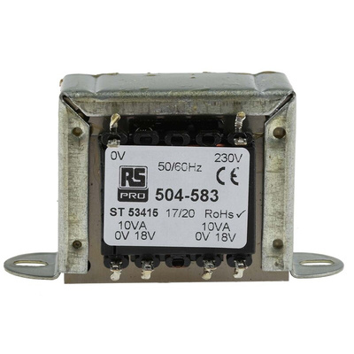 RS PRO 20VA 2 Output Chassis Mounting Transformer, 18V ac