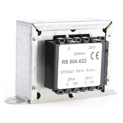 RS PRO 50VA 2 Output Chassis Mounting Transformer, 15V ac