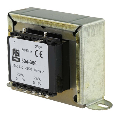 RS PRO 50VA 2 Output Chassis Mounting Transformer, 9V ac, IEC 61558-2-6