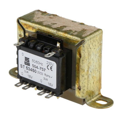 RS PRO 6VA 2 Output Chassis Mounting Transformer, 18V ac
