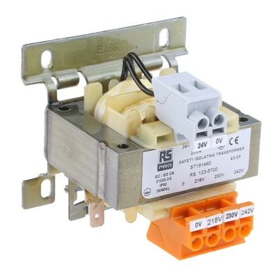RS PRO 20VA DIN Rail Transformer, 218V ac Primary, 24V ac Secondary