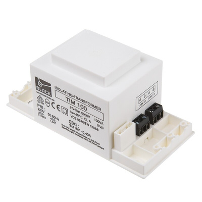Block 100VA 2 Output Chassis Mounting Transformer, 2 x 115V ac