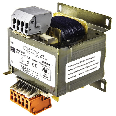 Block 250VA 2 Output Chassis Mounting Transformer, 2 x 115V ac