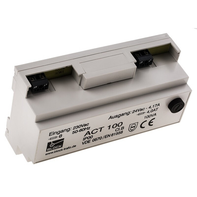 Block 100VA DIN Rail Transformer, 230V ac Primary, 24V ac Secondary