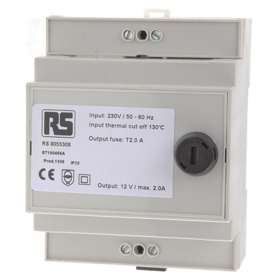 RS PRO 24VA DIN Rail Transformer, IEC 61558-2-6, 230V ac Primary, 12V ac Secondary