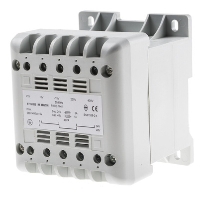 RS PRO 40VA DIN Rail Transformer, 400V ac Primary, 24V ac Secondary