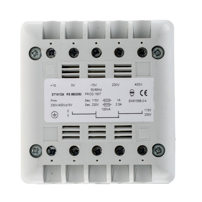 RS PRO 100VA DIN Rail Transformer, 400V ac Primary, 115V ac Secondary
