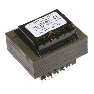 RS PRO 15V ac 2 Output Through Hole PCB Transformer, 6VA