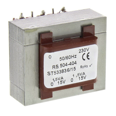 RS PRO 15V ac 2 Output Through Hole PCB Transformer, 3VA