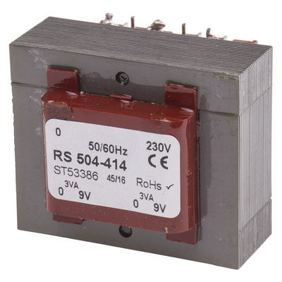 RS PRO 9V ac 2 Output Through Hole PCB Transformer, 6VA