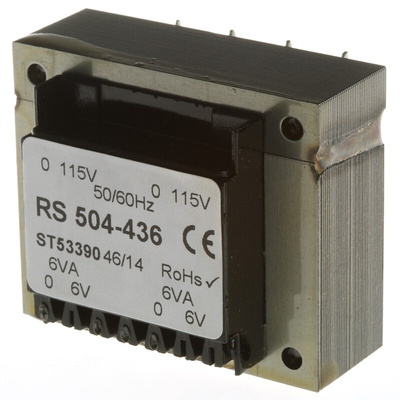 RS PRO 6V ac 2 Output Through Hole PCB Transformer, 12VA