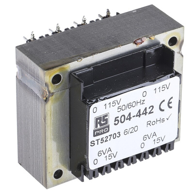 RS PRO 15V ac 2 Output Through Hole PCB Transformer, 12VA