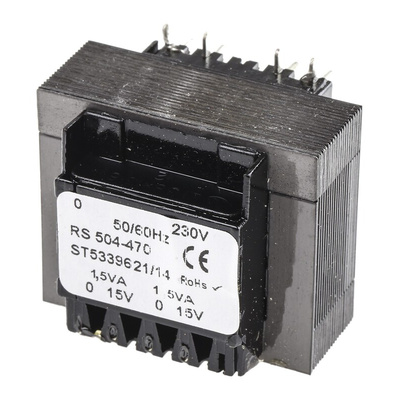 RS PRO 15V ac 2 Output Through Hole PCB Transformer, 3VA