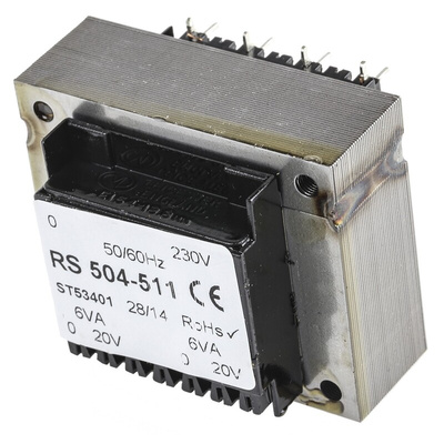RS PRO 20V ac 2 Output Through Hole PCB Transformer, 12VA