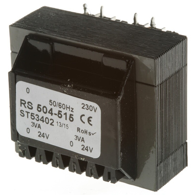 RS PRO 24V ac 2 Output Through Hole PCB Transformer, 6VA